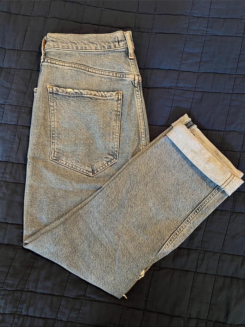 Agolde Riley High Rise Crop Light Wash Ripped Jeans - Picture 5 of 6
